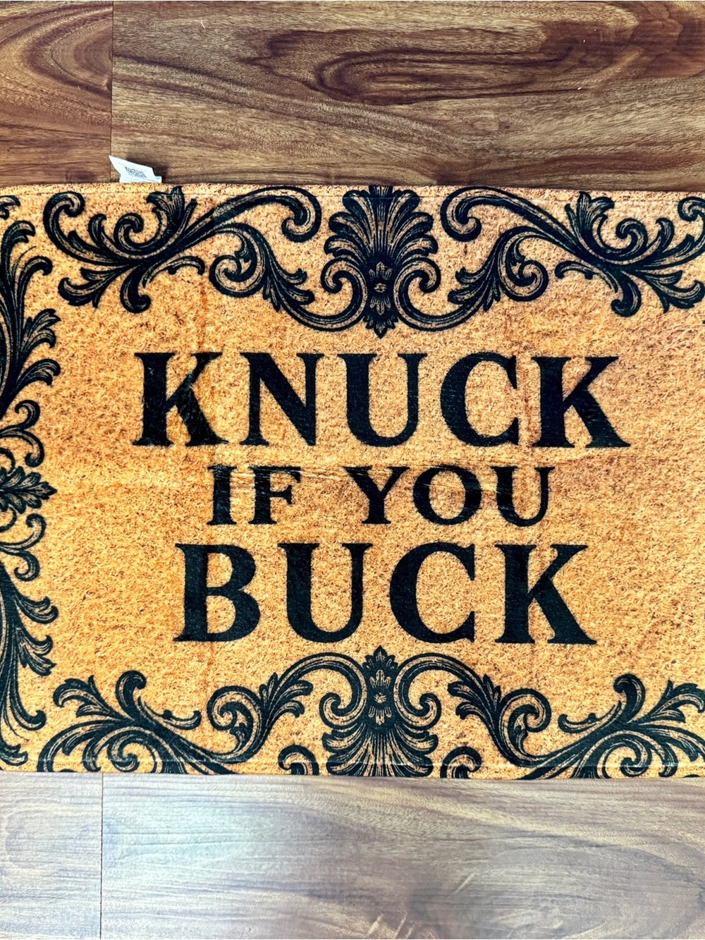 Knuck If You Buck Decorative Doormat - Black on Natural